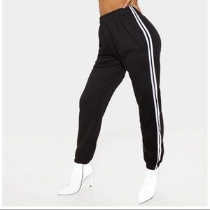 Black Reflective Side Stripe Cuffed Jogger